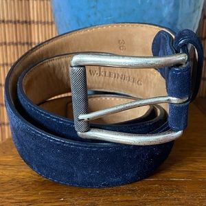 W. Kleinberg Mens Blue Suede Belt Size 36 Silver Tone Buckle USA